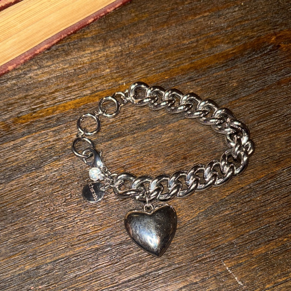Chico's Silver Heart Charm Bracelet